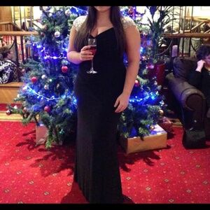 JS boutique black evening gown- US 10 (UK14)